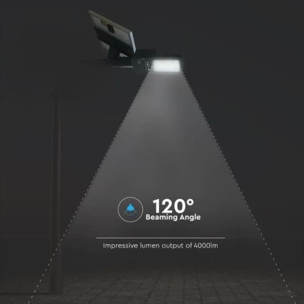 LED Prigušiva solarna ulična svjetiljka LED/50W/6,4V 6000K IP65 50000 mAh + daljinski upravljač