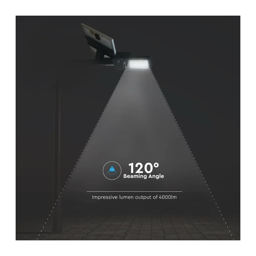 LED Prigušiva solarna ulična svjetiljka LED/50W/6,4V 6000K IP65 50000 mAh + daljinski upravljač
