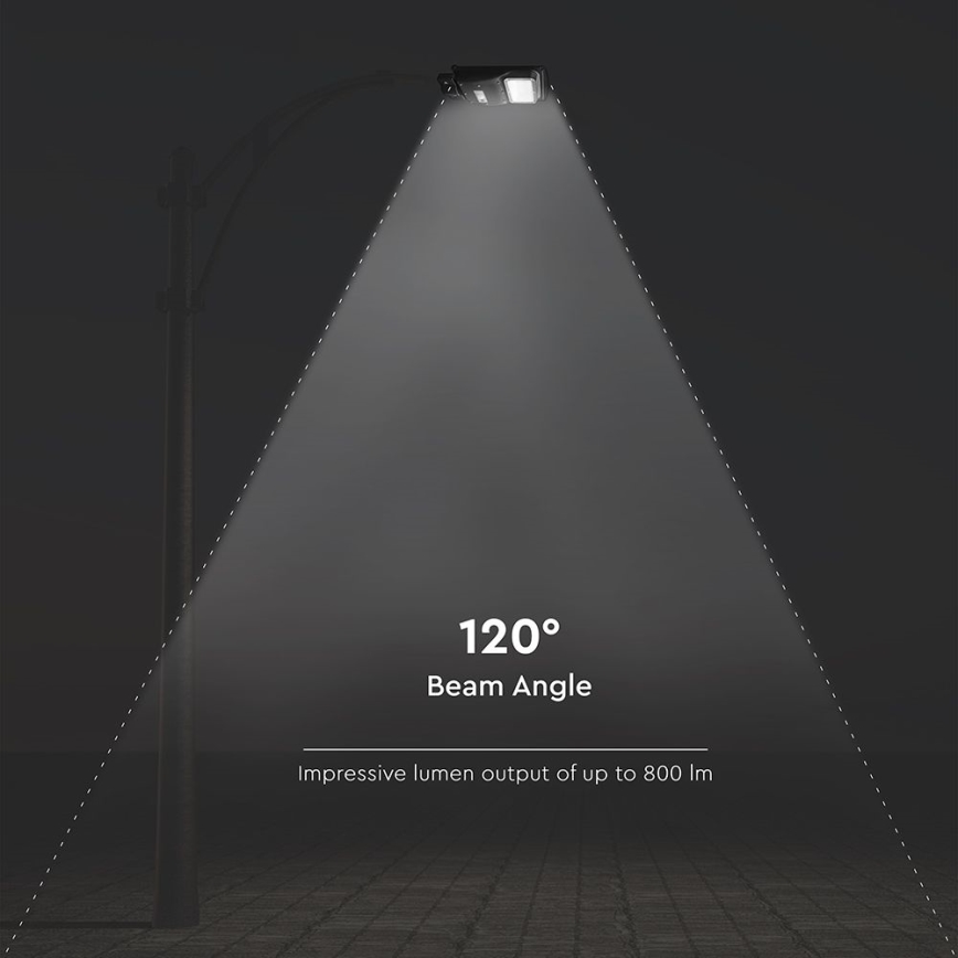 LED Prigušiva solarna ulična svjetiljka sa senzorom pokreta i dana/noći LED/6W/3,2V 6000K IP65 5000 mAh crna + daljinski upravljač