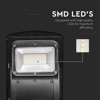 LED Prigušiva solarna ulična svjetiljka sa senzorom pokreta i dana/noći LED/6W/3,2V 6000K IP65 5000 mAh crna + daljinski upravljač