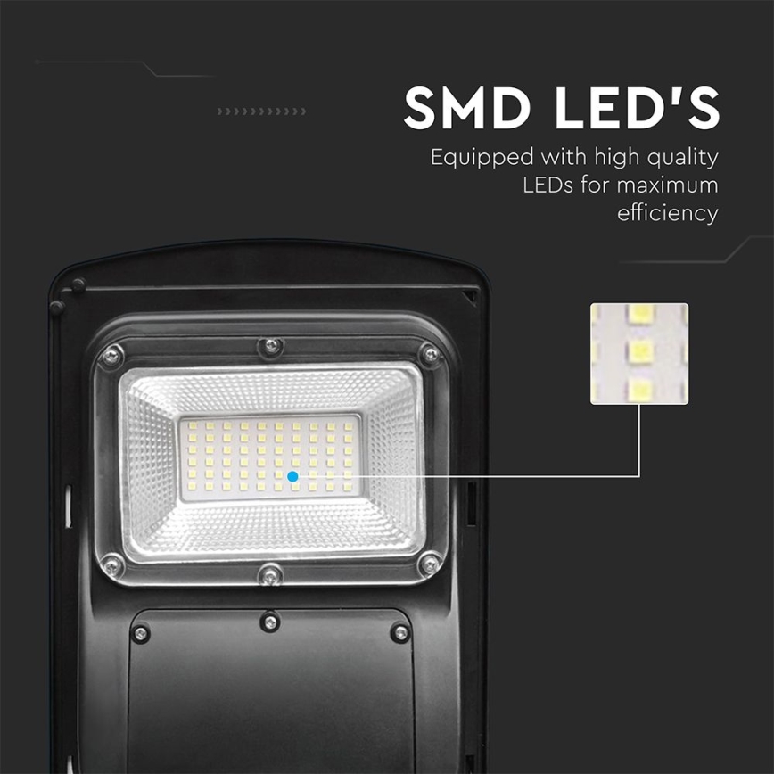 LED Prigušiva solarna ulična svjetiljka sa senzorom pokreta i dana/noći LED/6W/3,2V 6000K IP65 5000 mAh crna + daljinski upravljač