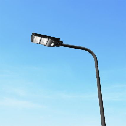 LED Prigušiva solarna ulična svjetiljka sa senzorom pokreta i dana/noći LED/8W/3,2V 6000K IP65 9000 mAh crna + daljinski upravljač