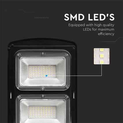 LED Prigušiva solarna ulična svjetiljka sa senzorom pokreta i dana/noći LED/8W/3,2V 6000K IP65 9000 mAh crna + daljinski upravljač
