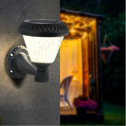 LED Prigušiva solarna zidna lampa LED/0,8W/5,5V 3000/4000/6400K IP44 + daljinski upravljač