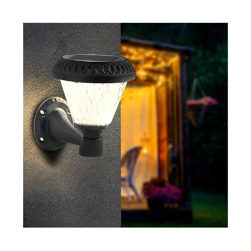 LED Prigušiva solarna zidna lampa LED/0,8W/5,5V 3000/4000/6400K IP44 + daljinski upravljač