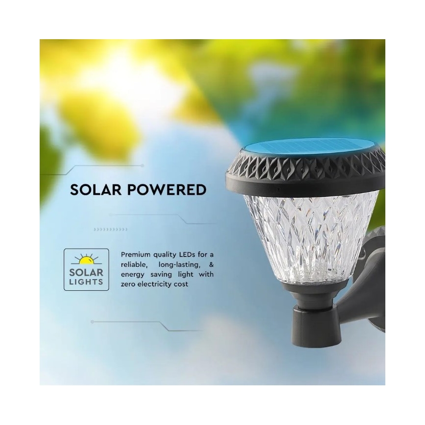 LED Prigušiva solarna zidna lampa LED/0,8W/5,5V 3000/4000/6400K IP44 + daljinski upravljač