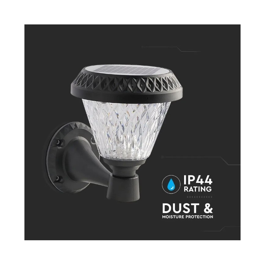 LED Prigušiva solarna zidna lampa LED/0,8W/5,5V 3000/4000/6400K IP44 + daljinski upravljač