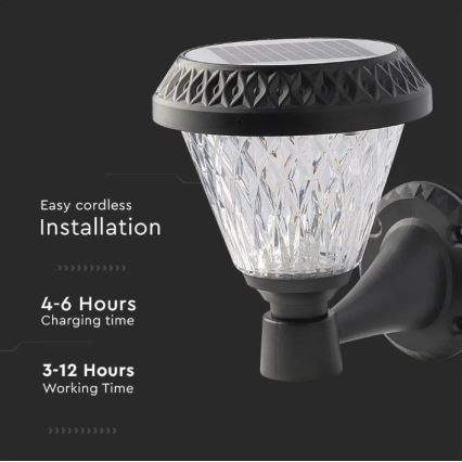 LED Prigušiva solarna zidna lampa LED/0,8W/5,5V 3000/4000/6400K IP44 + daljinski upravljač