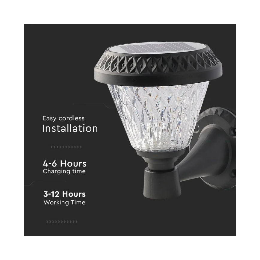 LED Prigušiva solarna zidna lampa LED/0,8W/5,5V 3000/4000/6400K IP44 + daljinski upravljač