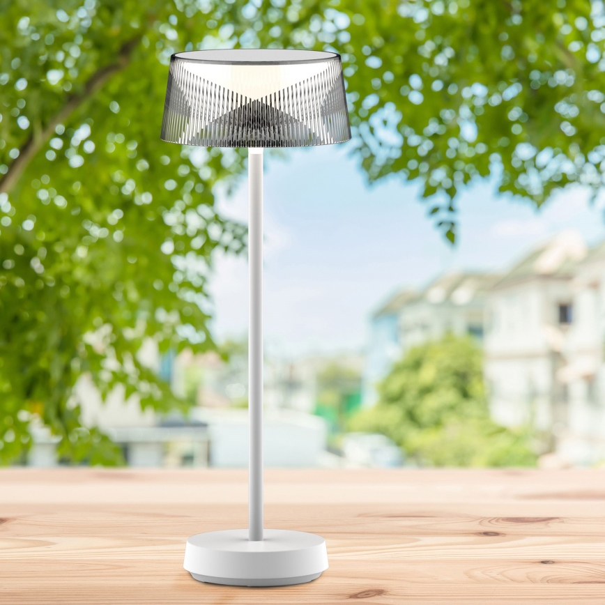 LED Prigušiva dodirna vanjska stolna lampa CASABLANCA LED/3,4W/5V USB 3600 mAh IP44 bijela