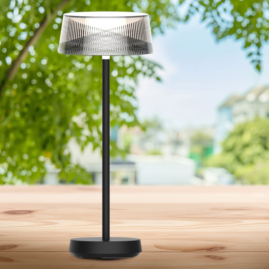 LED Prigušiva dodirna vanjska stolna lampa CASABLANCA LED/3,4W/5V USB 3600 mAh IP44 crna