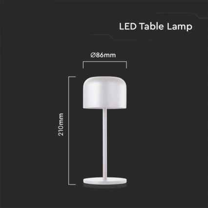 LED Prigušiva punjiva stolna lampa na dodir LED/1,5W/5V 2700-5700K IP54 2200 mAh bijela