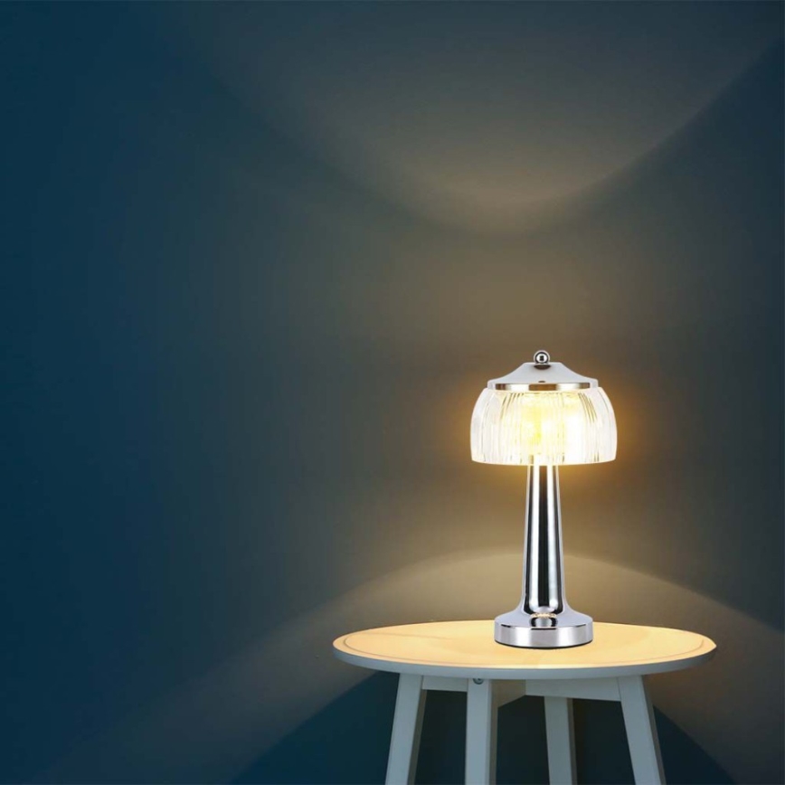 LED Prigušiva punjiva stolna lampa na dodir LED/1W/5V 3000-6000K 1800 mAh sjajni krom