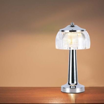 LED Prigušiva punjiva stolna lampa na dodir LED/1W/5V 3000-6000K 1800 mAh sjajni krom