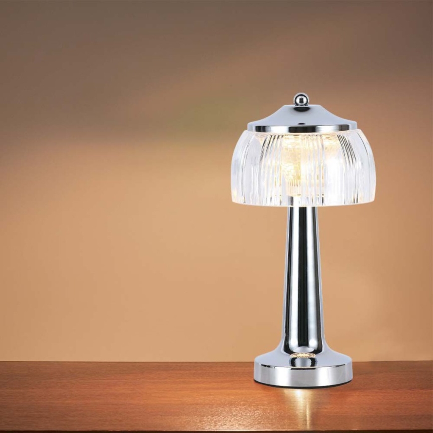 LED Prigušiva punjiva stolna lampa na dodir LED/1W/5V 3000-6000K 1800 mAh sjajni krom