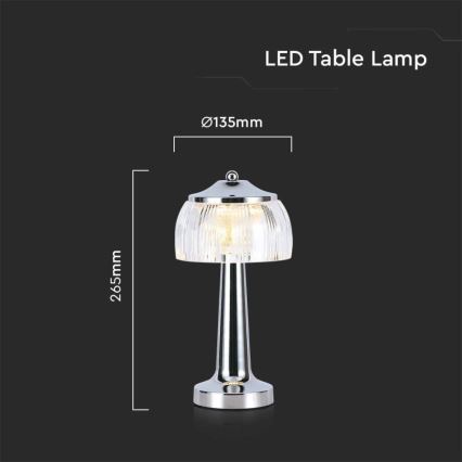 LED Prigušiva punjiva stolna lampa na dodir LED/1W/5V 3000-6000K 1800 mAh sjajni krom