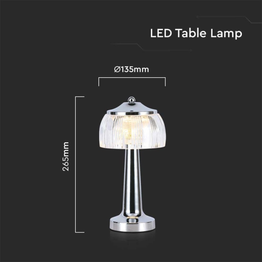 LED Prigušiva punjiva stolna lampa na dodir LED/1W/5V 3000-6000K 1800 mAh sjajni krom