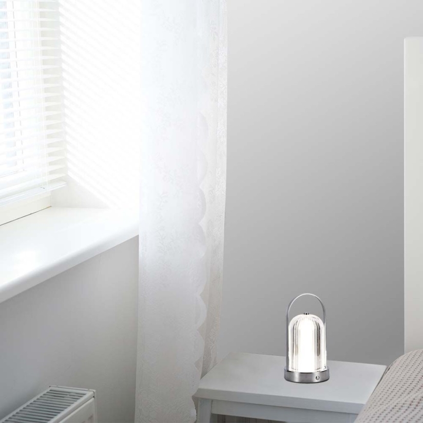 LED Prigušiva punjiva stolna lampa na dodir LED/1W/5V 3000-6000K 1800 mAh mat krom