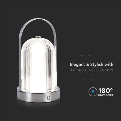 LED Prigušiva punjiva stolna lampa na dodir LED/1W/5V 3000-6000K 1800 mAh mat krom