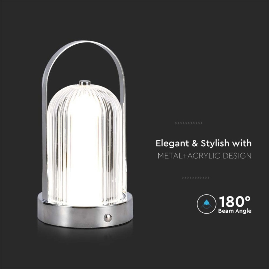 LED Prigušiva punjiva stolna lampa na dodir LED/1W/5V 3000-6000K 1800 mAh mat krom