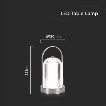 LED Prigušiva punjiva stolna lampa na dodir LED/1W/5V 3000-6000K 1800 mAh krom