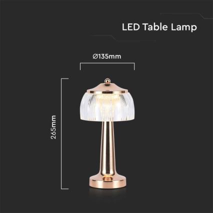 LED Prigušiva punjiva stolna lampa na dodir LED/1W/5V 3000-6000K 1800 mAh rose gold