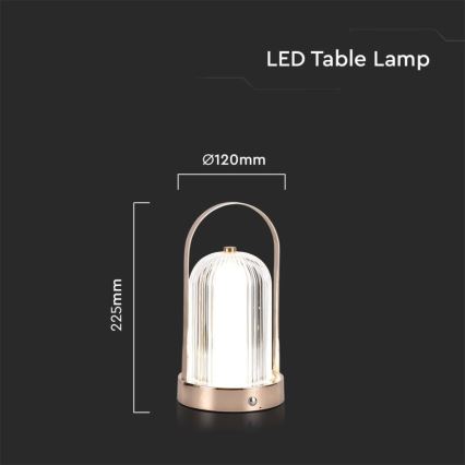 LED Prigušiva punjiva stolna lampa na dodir LED/1W/5V 3000-6000K 1800 mAh zlatna