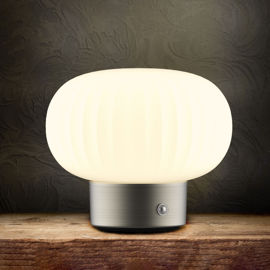 LED Prigušiva stolna lampa na dodir LATTE LED/1,8W/5V USB 2000 mAh mat krom/bijela