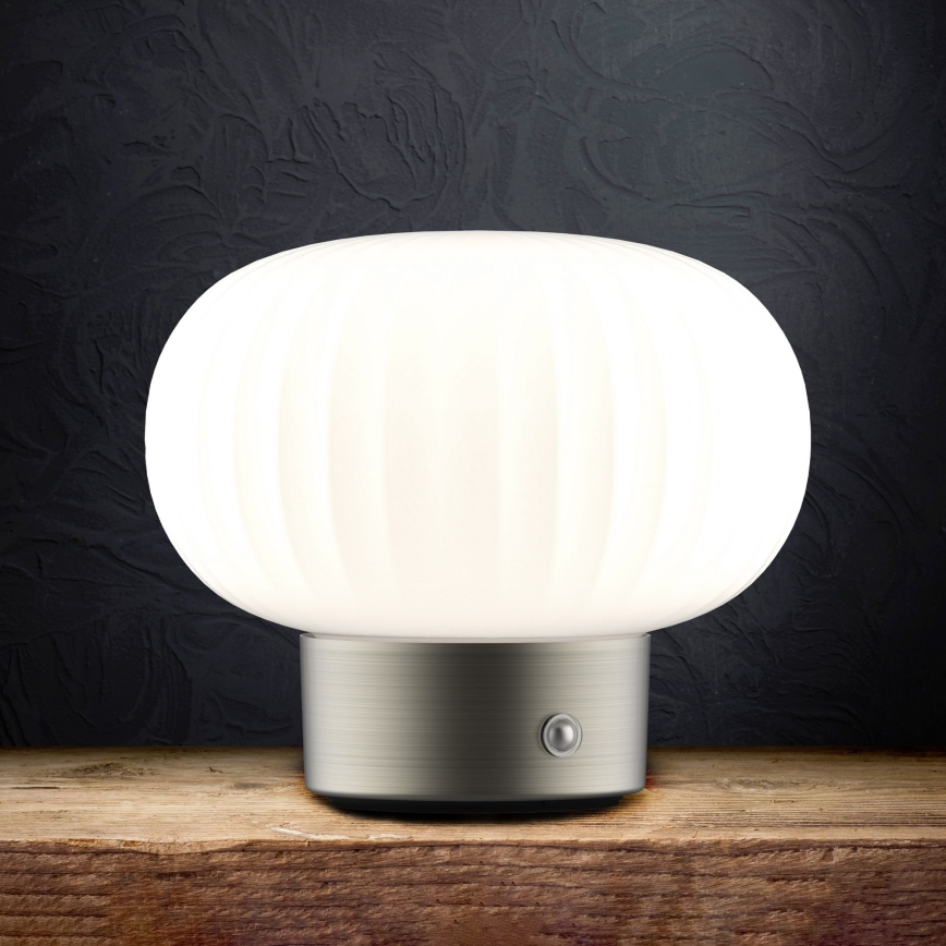 LED Prigušiva stolna lampa na dodir LATTE LED/1,8W/5V USB 2000 mAh mat krom/bijela
