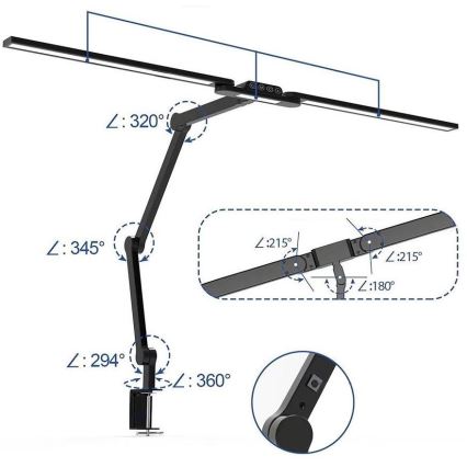 LED Prigušiva dodirna fleksibilna stolna lampa LED/24W/230V 3000-6500K CRI 92 crna