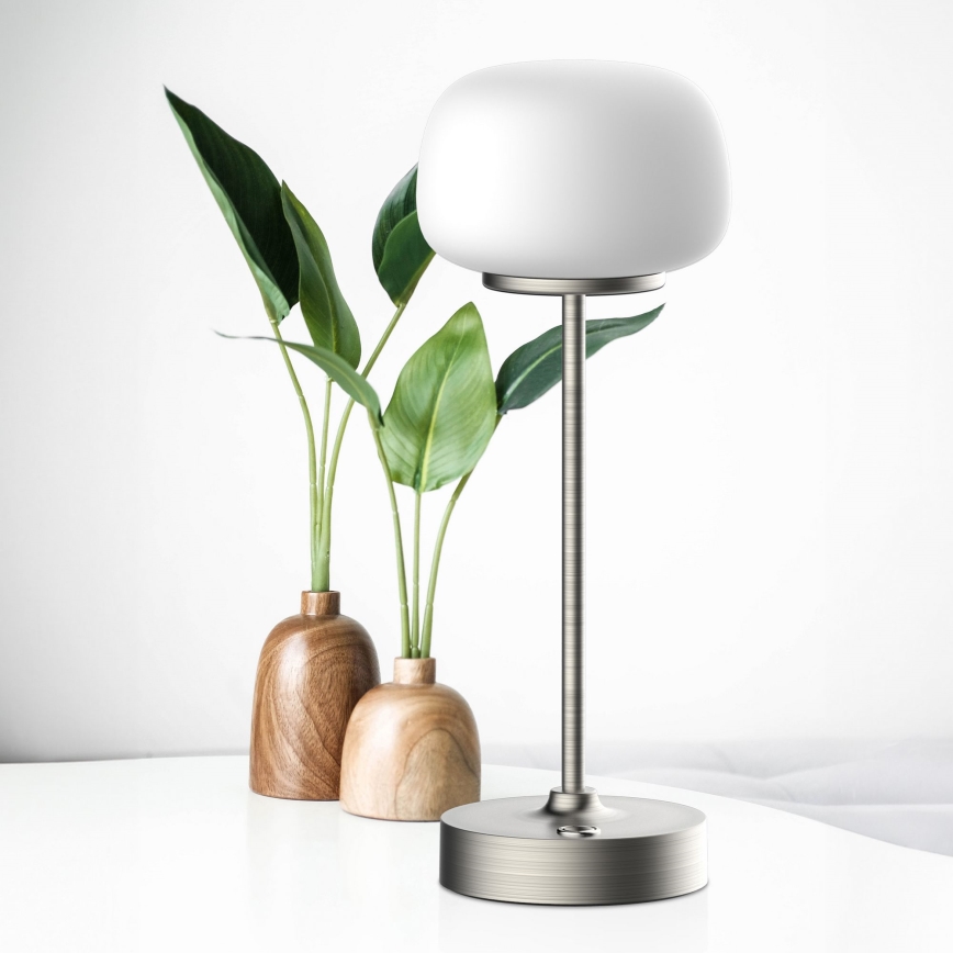 LED Prigušiva stolna lampa na dodir RIMINI LED/2W/5V USB 2000 mAh mat krom/bijela