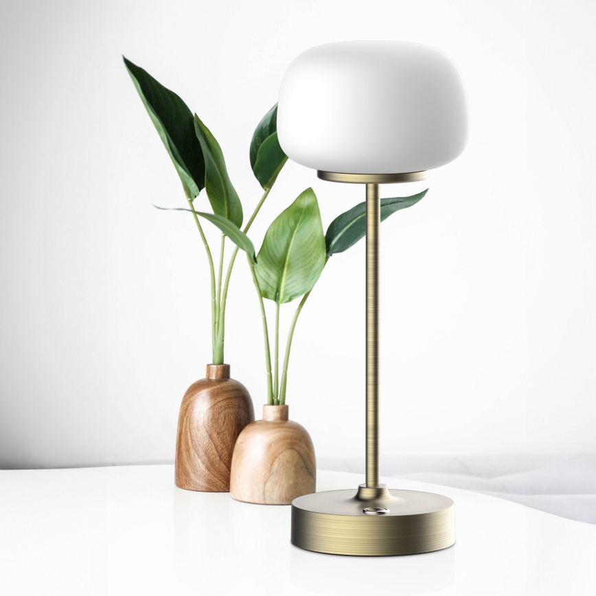LED Prigušiva stolna lampa na dodir RIMINI LED/2W/5V USB 2000 mAh zlatna/bijela