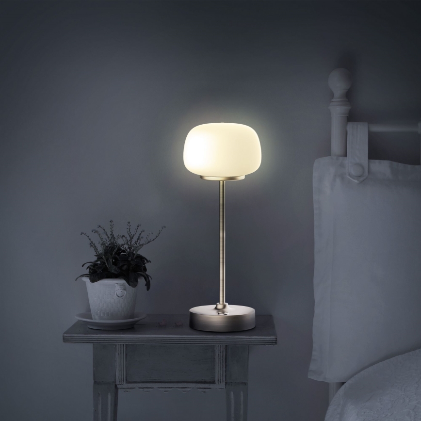 LED Prigušiva stolna lampa na dodir RIMINI LED/2W/5V USB 2000 mAh zlatna/bijela