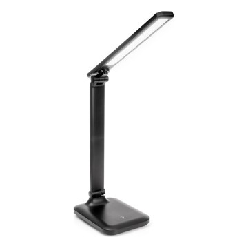 LED Prigušiva stolna lampa na dodir s bežičnim punjenjem i USB portom REMUS LED/5W/230V crna