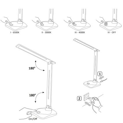 LED Prigušiva stolna lampa na dodir TOLEDO LED/8W/230V 3000-6500K