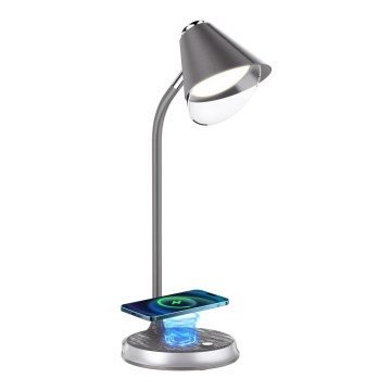 LED Prigušiva stolna lampa s bežičnim punjenjem FINCH LED/9W/12/230V siva/sjajni krom