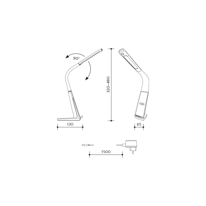 LED Prigušiva stolna lampa s bežičnim punjenjem i senzorom LORD EVO LED/8W/230V 3000K/4500K/6000K crna