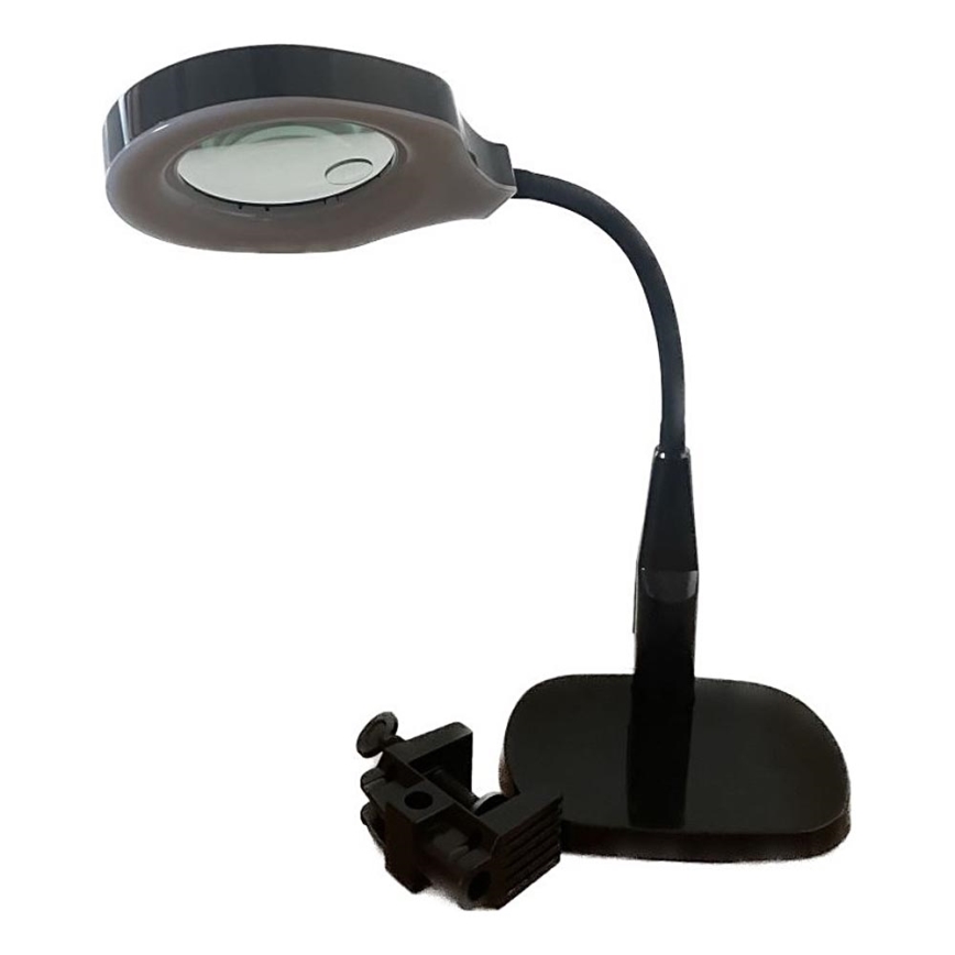 LED Prigušiva stolna lampa s bifokalnim povećalom LED/6W/230V 6000-7000K crna