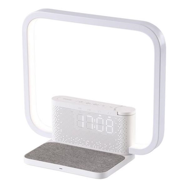 LED Prigušiva stolna lampa s budilicom i Qi punjenjem LED/18W/230V bijela