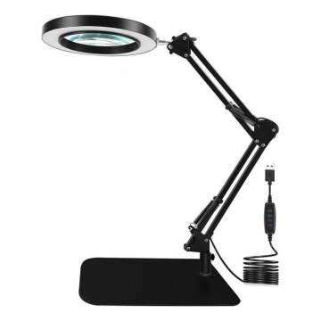 LED Prigušiva stolna lampa s povećalom LED/11W/5V 3000-6000K crna