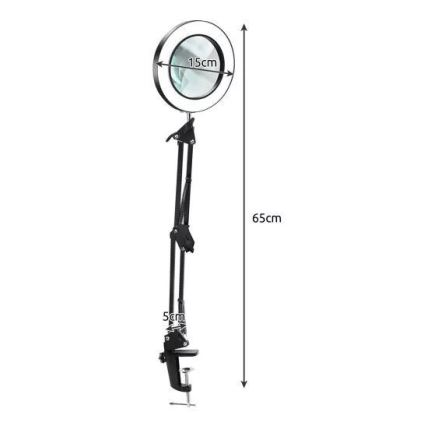 LED Prigušiva stolna lampa s povećalom LED/6W/5V 3000K/4000K/6000K crna