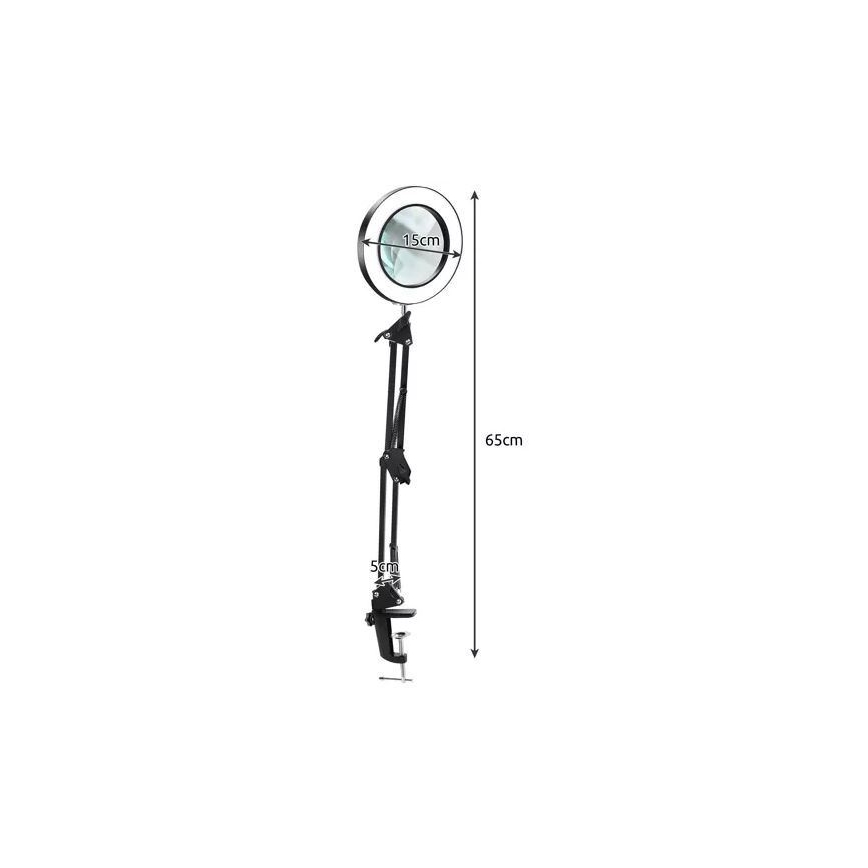 LED Prigušiva stolna lampa s povećalom LED/6W/5V 3000K/4000K/6000K crna