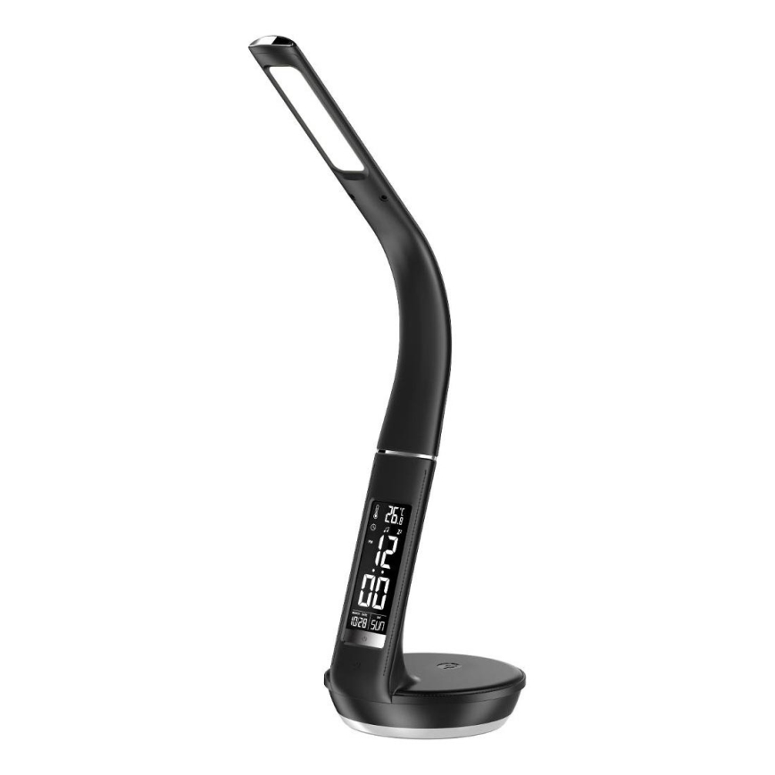 LED Prigušiva stolna lampa s Qi bežičnim punjenjem 5W i zaslonom LED/6W/230V/1xCR2032 3000/4000/6000K crna