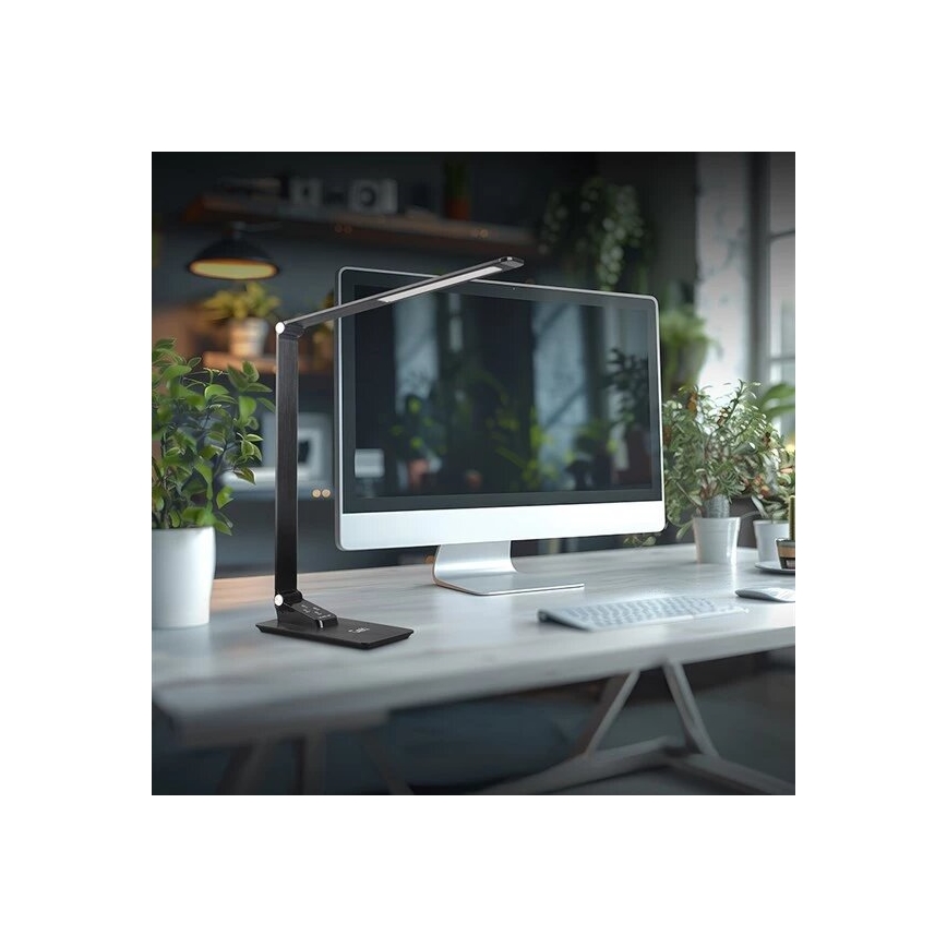 LED Prigušiva stolna lampa s USB LED/7W/230V 3000K/4000K/5500K crna