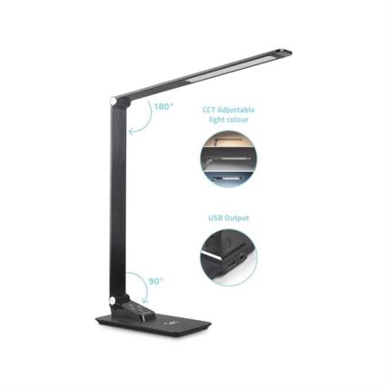 LED Prigušiva stolna lampa s USB LED/7W/230V 3000K/4000K/5500K crna