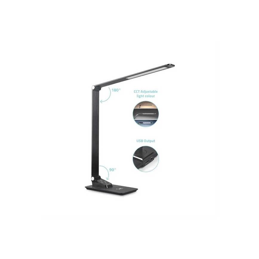 LED Prigušiva stolna lampa s USB LED/7W/230V 3000K/4000K/5500K crna