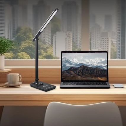 LED Prigušiva stolna lampa s USB LED/9W/230V 3000K/4000K/5500K crna