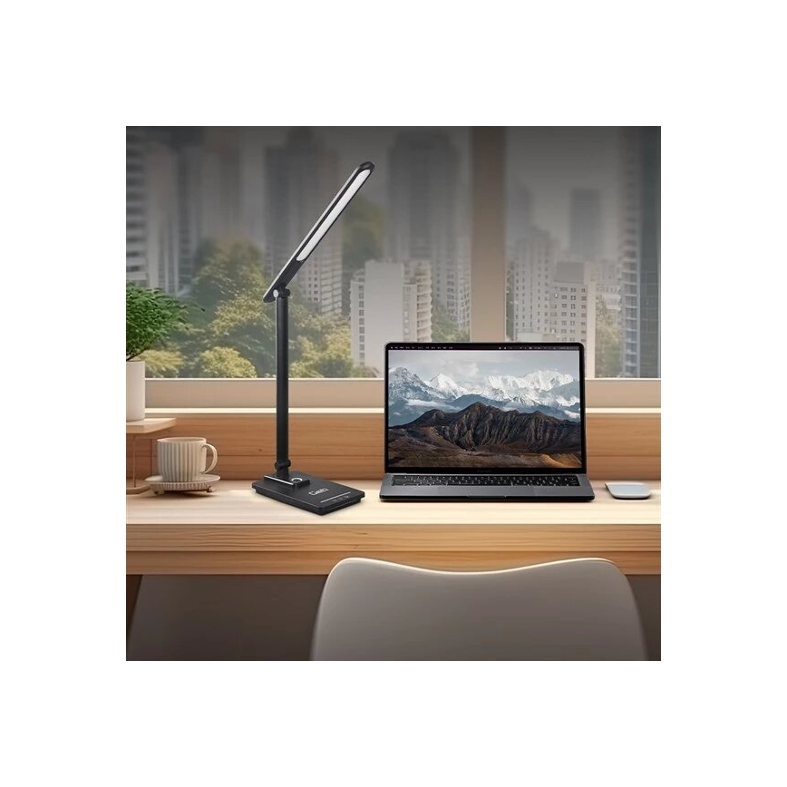 LED Prigušiva stolna lampa s USB LED/9W/230V 3000K/4000K/5500K crna