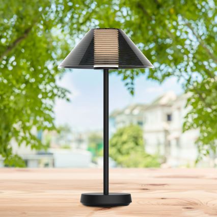 LED Prigušiva dodirna vanjska stolna lampa SERENGETI LED/3,4W/5V USB 3600 mAh IP44 crna