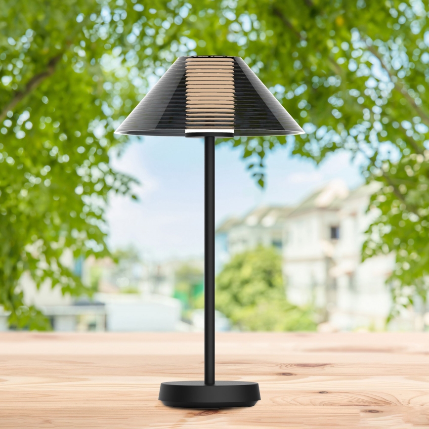 LED Prigušiva dodirna vanjska stolna lampa SERENGETI LED/3,4W/5V USB 3600 mAh IP44 crna